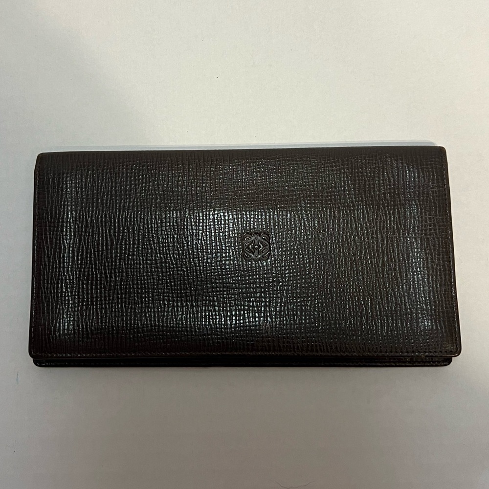 Loewe‎ brown leather anagram bifold long wallet